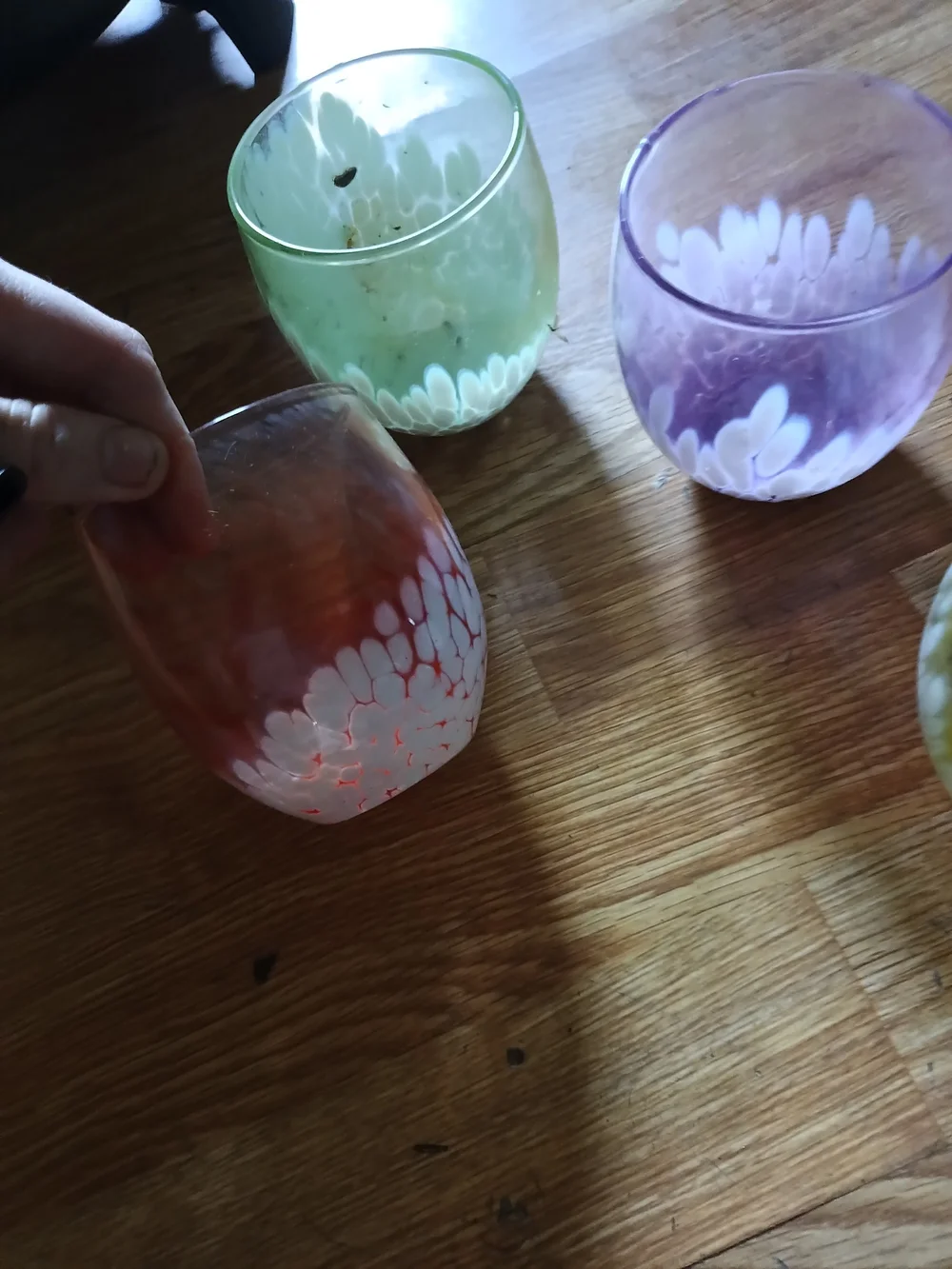 Handblown Glass Cups - Orange Yellow, Purple,Green